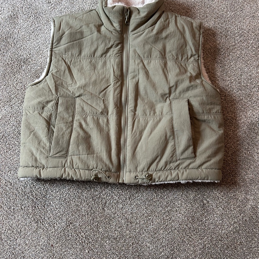 Womens Green reversible Puffer Vest